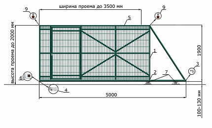 Откатные ворота КОРН ЭКО, толщина 60 мм, купить в любом городе России с доставкой, размер 3 500х2 000, зашивка e128fd87-9af7-11e3-81d6-e447bd2f56ba, цвет e128fd18-9af7-11e3-81d6-e447bd2f56ba, цена 56 690 руб.